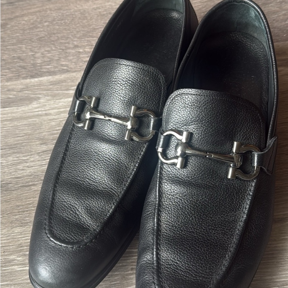 Salvatore Ferragamo Black Leather Bit Loafers